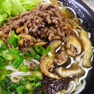 挽肉椎茸干し海老のスープ素麺